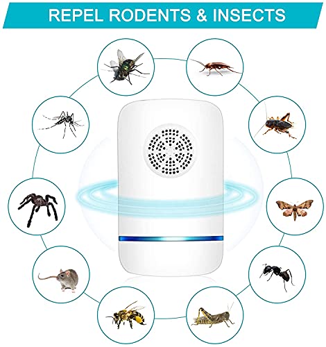 Feizhibo Repelente Ultrasónico de Plagas, Ahuyentador de Ratones Ultrasonidos, Electrónico Repelente Mosquitos Insectos para Anti Cucarachas, Moscas, Mosquitos, Ratones