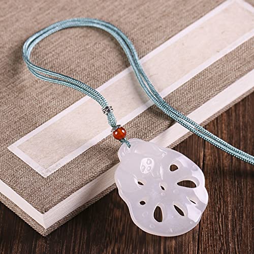 Feng Shui Collar Blanco Jade Collar Ruyi Encanto Collar Piedras Preciosas Natural Piedras Preciosas Jade Amuleto Riqueza Buena Suerte Collar Año Joyería Tigre,Lotus Root