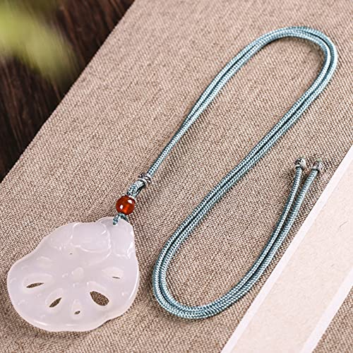 Feng Shui Collar Blanco Jade Collar Ruyi Encanto Collar Piedras Preciosas Natural Piedras Preciosas Jade Amuleto Riqueza Buena Suerte Collar Año Joyería Tigre,Lotus Root