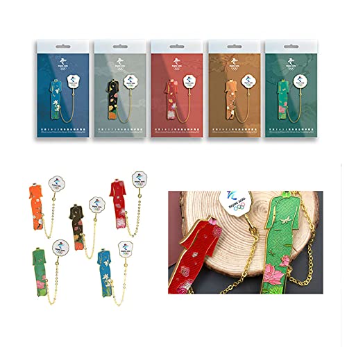 FFYUEEE Juegos Olímpicos De Invierno De Beijing Y Insignias Paralímpicas De La Serie Cheongsam, Vestido Tradicional Chino con Adornos De Cadena, Regalo,Azul