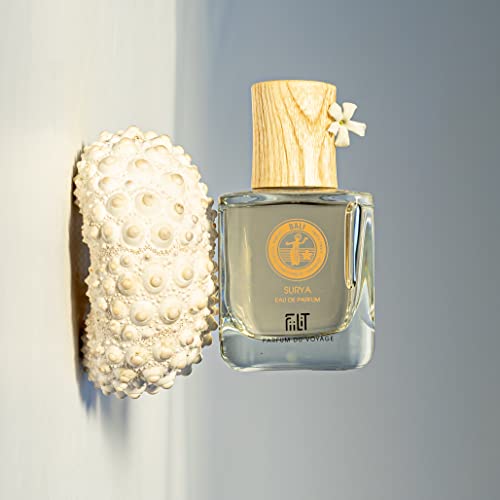 FiiLiT parfum du voyage Agua de perfume Natural SURYA BALI, Mixto, Spray recargable, Flor de Frangipani Ylang Ylang Tuberosa, Oriental Floral, para unisex, 50 mL 6.5 x 10.5 x 5