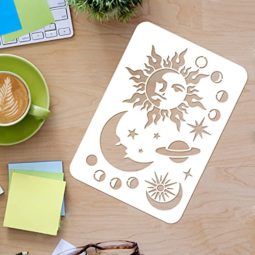 FINGERINSPIRE Planeta Planeta Luna Sol Planeta Decoración Plantilla 29,7 x 21 cm Plástico Planeta Planeta Planeta Plantillas Rectángulo Reutilizables para Pintar y Proyectos DIY