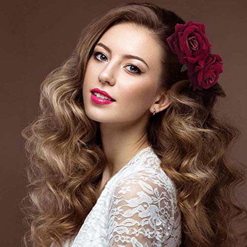 Flor de rosa artificial Peine para el cabello Romántico Fantasía Doble seda Terciopelo Rosa Peine de metal Pinzas para el cabello Horquilla Nupcial Mujeres Sombreros Fiesta de boda Accesorios para