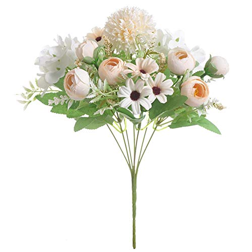 Flores artificiales, 3 colores Plantas falsas Plantas de hortensias de seda artificial, Peonía de seda falsa hecha a mano Hortensia Camelia Decoración de ramo de flores realista