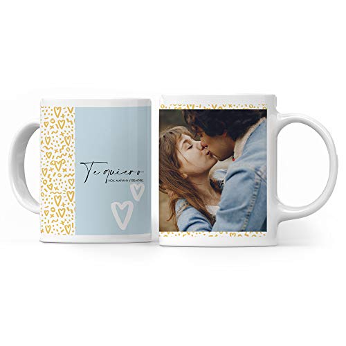 Fotoprix Taza Personalizada Te Quiero con Foto y Texto | Regalo parejas y novios | Día de San Valentín (Te quiero)