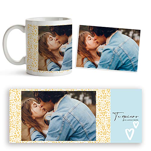 Fotoprix Taza Personalizada Te Quiero con Foto y Texto | Regalo parejas y novios | Día de San Valentín (Te quiero)