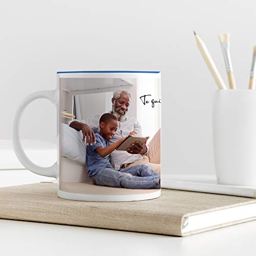 Fotoprix Tazas Personalizadas con Foto y Texto | Regalos Personalizados con Foto para Abuelo | Taza Personalizada con Nombre | Taza de Color Azul Claro