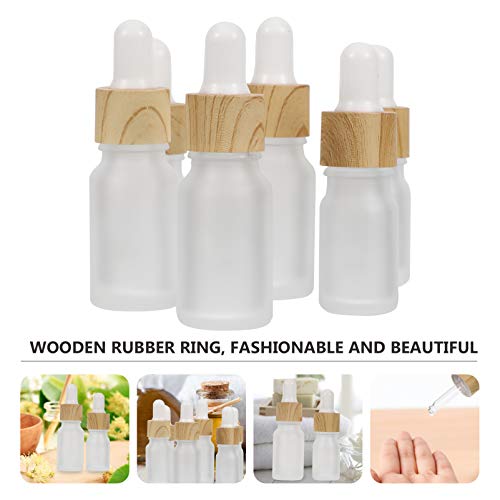 FRCOLOR 10Pcs Frascos Cuentagotas de Vidrio Esmerilado Frascos de Aceite Esencial Recargables Frascos de Muestra de Sub Perfume Botella Suministros Cosméticos (5 Ml + 10 Ml)
