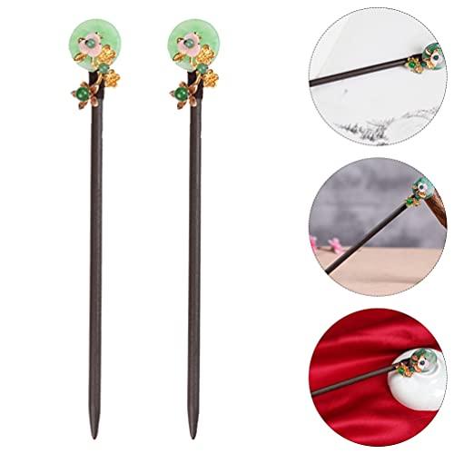 FRCOLOR 2 Piezas de Palillos Chinos de Madera Vintage para El Cabello Horquilla Tradicional de Flores de Madera Hanfu Japonés Accesorios para La Fabricación de Cabello para Mujeres Niñas