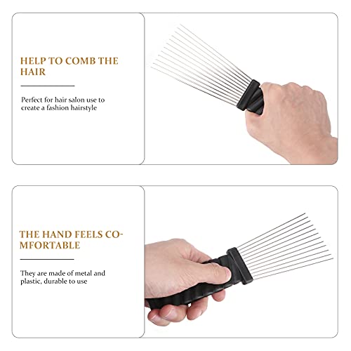 FRCOLOR 2 Piezas Peine de Metal Peine Afro Peine Afro Trenza Peluquería Desenredar Peluca Trenza Peine Peinado Peinado Twist Comb Peinado de Peluquería para Hombres Suministros de Peinado