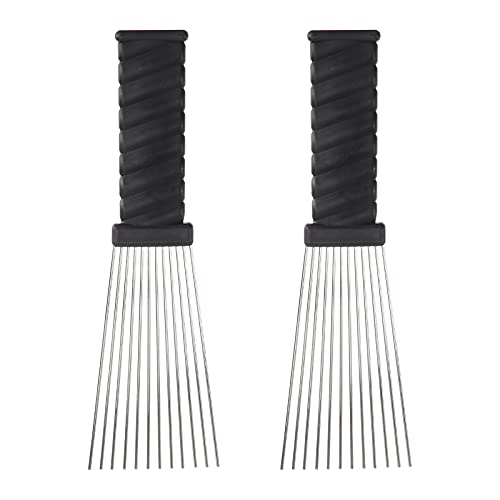 FRCOLOR 2 Piezas Peine de Metal Peine Afro Peine Afro Trenza Peluquería Desenredar Peluca Trenza Peine Peinado Peinado Twist Comb Peinado de Peluquería para Hombres Suministros de Peinado