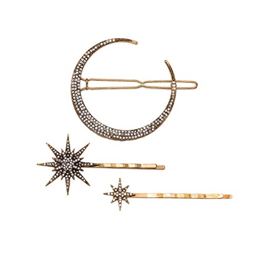 Frcolor 3 unids Vintage Hair Pin Rhinestone Luna Copo de Nieve Estrella Pinza de Pelo Bobby Pin Barrette Accesorios para el Cabello para Mujeres Niñas