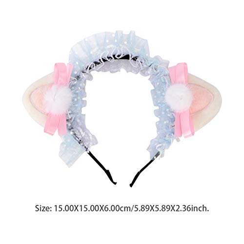 FRCOLOR Diadema de Orejas de Gato de Encaje Headdress Cosplay Party Headwear for Ball Club Home Girl Women Kids Decoration Pink