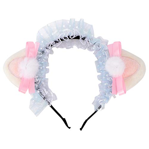 FRCOLOR Diadema de Orejas de Gato de Encaje Headdress Cosplay Party Headwear for Ball Club Home Girl Women Kids Decoration Pink