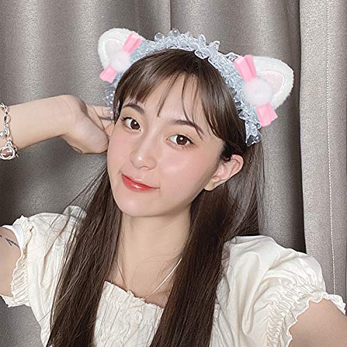 FRCOLOR Diadema de Orejas de Gato de Encaje Headdress Cosplay Party Headwear for Ball Club Home Girl Women Kids Decoration Pink