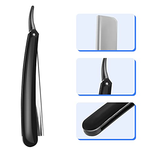 Frcolor Navaja Profesional Recta para Afeitado Navaja de Afeitar de Barbero Máquina Plegable de Afeitar Peluquería