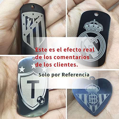 FUSIYU Texto / Emblemas de Equipos Fútbol Personalizable, Colgante Personalizado Hombres Mujeres Acero Inoxidable, Cadena 60cm, Plata / Oro / Negro, Mejor Regalo para los Hincha del Fútbol