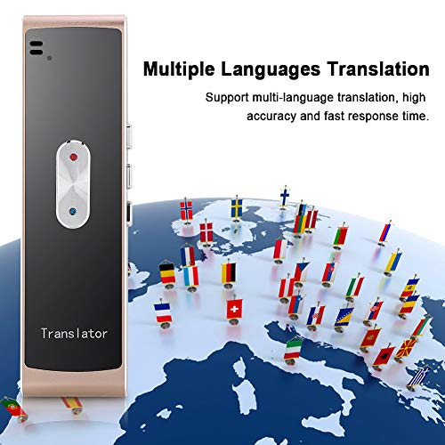 Garsent Traductor de Idiomas Inteligente, Soporte de traductor de interpretación bidireccional portátil en Dos Idiomas en Tiempo Real 8H Tiempo de Trabajo Traducción simultánea (Oro)