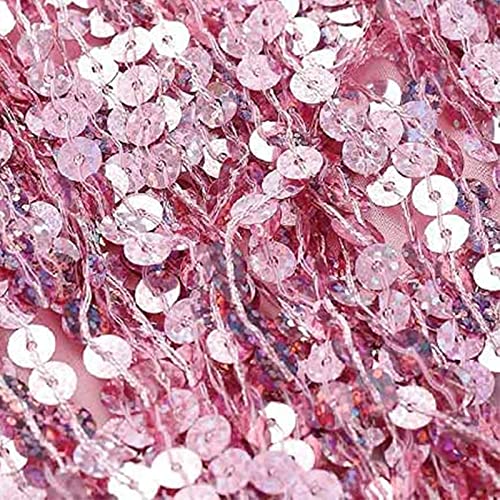 Glitter Skirt with Fringe Dance Skirt Women's Short Waisted and Sequin Trim Dance Skirt British Style Fashion Party and Carnival New Hot Mini Skirt (Pink, One Size)