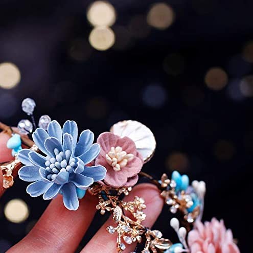 GLITZFAS Diadema romántica para novia, hecha a mano, para fiestas, bodas