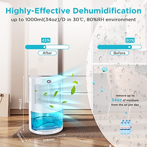 Gocheer Deshumidificador, Mini Deshumidificador EléCtrico PortáTil 2000ml BañO Interior Apartamento Dormitorio Secador De Aire Silencioso, áRea MáXima De DeshumidificacióN 30m²