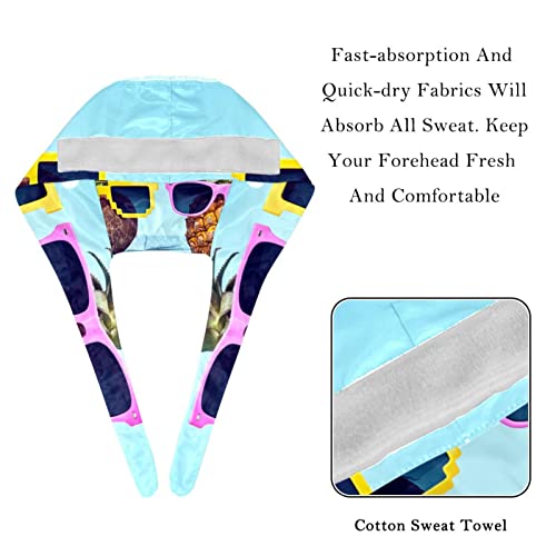 Gorra de trabajo con botón y banda para el sudor ajustable,Fruta Coconut Tropical Fashion Beach,Sombreros de trabajo para mujeres y hombres,paquete de 2