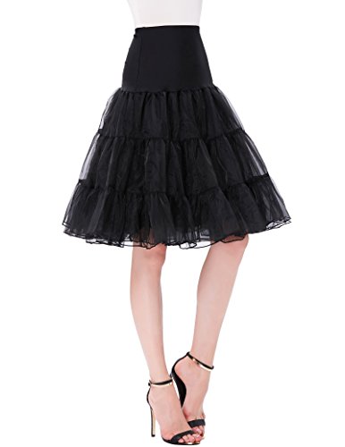 Grace Karin - Falda tipo enagua, estilo años 50 Knee Length-Black Medium