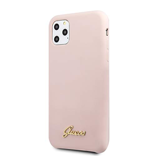 Guess Funda de Silicona Vintage Gold Logo Collection para iPhone 11 Pro MAX, Color Rosa Claro