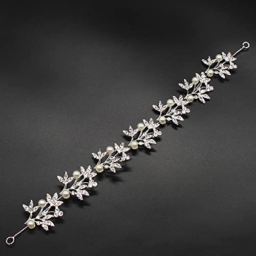 Guidre 1 Pieza Diadema Para Novia, 32cm Diadema Novia Boda, Diadema De Novia Elegante y Romántica Con Perlas, Adornos Para El Pelo Tocado Plata Novias Accesorios Para Boda Fiesta Velada