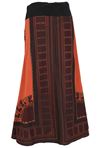 GURU SHOP Goa - Falda larga Dashiki para mujer, color morado, algodón, talla: 38, alternativa, naranja oxidado, 40