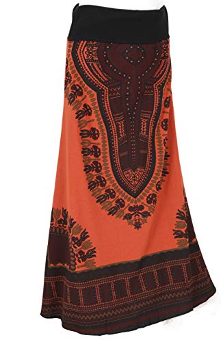 GURU SHOP Goa - Falda larga Dashiki para mujer, color morado, algodón, talla: 38, alternativa, naranja oxidado, 40