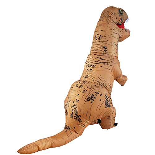 Halloween Adulto Inflable T Rex Dinosaur Partido Dinosaurio Hinchable Traje Funny Dress Brown (Puerto USB)