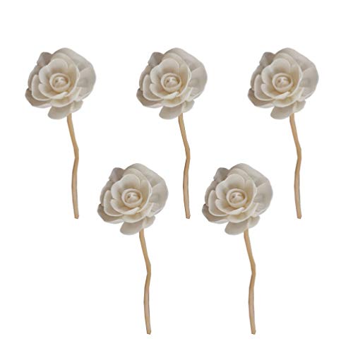 Healifty 5 piezas de difusor de láminas de ratán de madera con cabeza de forma de flor fragancia natural difusor de láminas rectas aroma aceite difusor de varillas para manualidades de bricolaje