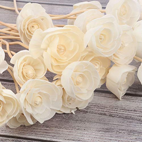 Healifty 5 piezas de difusor de láminas de ratán de madera con cabeza de forma de flor fragancia natural difusor de láminas rectas aroma aceite difusor de varillas para manualidades de bricolaje