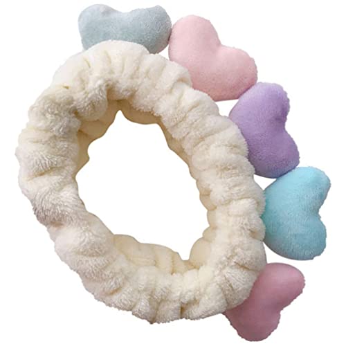 HEALLILY Maquillaje Hairbands Heart Cosmetic Headbands: 3 Unids Flannel SPA Head Diadema Pelo Wrap Hoops para El Baño de Ducha de Lavado
