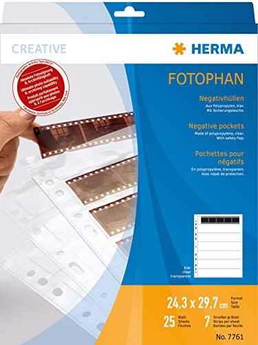 Herma 7761 - Paquete de 25 fundas para negativos de fotos (7 negativos por funda)
