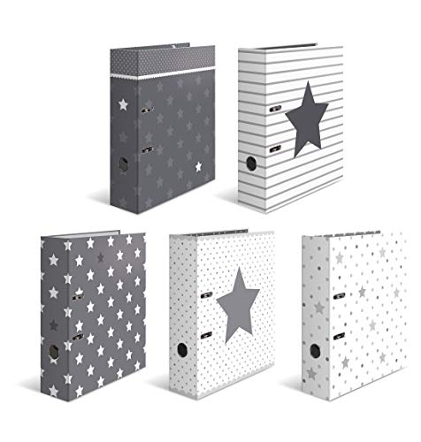 HERMA Archivadores de anillas con palanca Estrellas, motivos surtidos, A4, 70 mm, con estampado interior, Paquete de 10