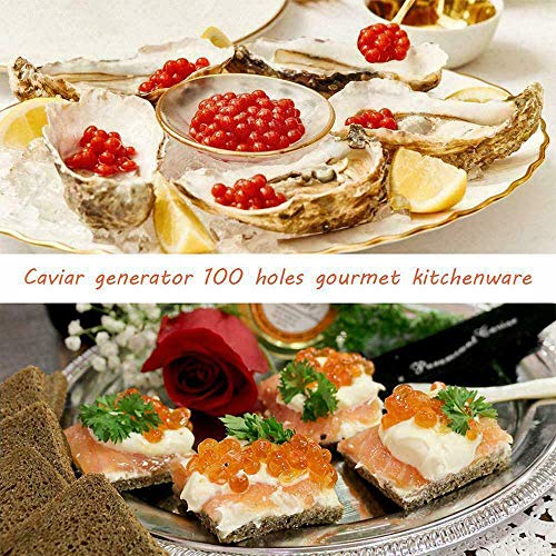 Herramienta de Esferificación de Caviar, Kit de Fabricante de Caviar,Kit de Gastronomía Molecular con Cuchara y Jeringa para Gastronomía Molecular 100 Agujeros