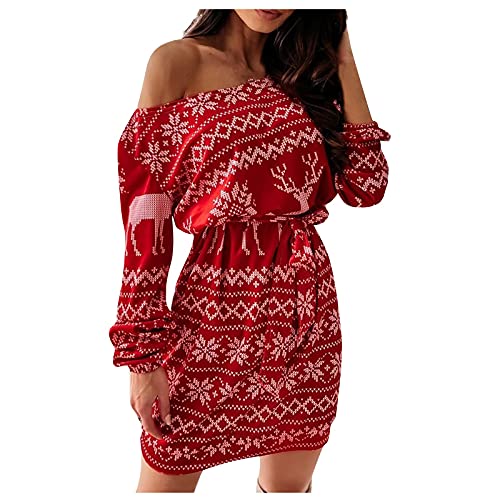 HHJK Vestido suelto para mujer, estilo casual, floral, manga larga, sexy, estilo de playa, temperamental, ajuste en honor, pequeño fondo de camisa negra de guerlain, rojo, L
