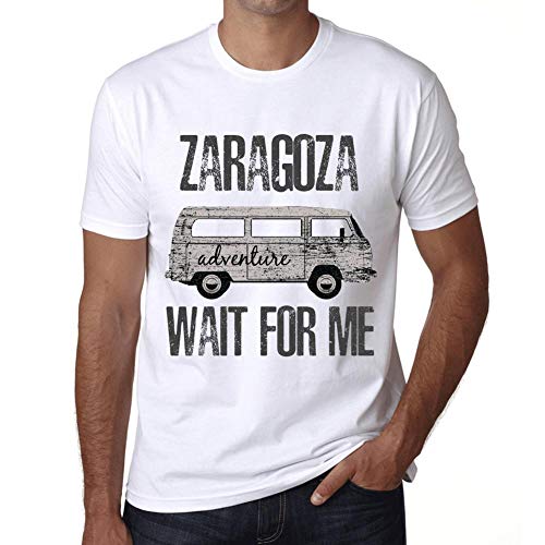 Hombre Camiseta Vintage T-Shirt Gráfico Zaragoza Wait For Me Blanco