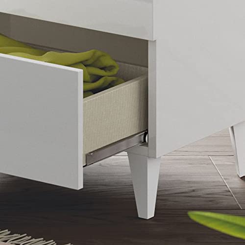 HOMN LIVING Cómoda de Noche Vera de 3 cajones Color Blanco Brillo, 80 cm (Ancho) 40 cm (Profundo) 80 cm (Altura)