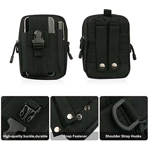 HoYiXi Bolsa de Cintura Multifuncional Riñonera Táctica Bolso de Cinturón con Bolsillo de Teléfono para Ciclismo Escalada Pesca Al Aire Libre Deporte Pequeñas Molle Militar Pouch - Negro