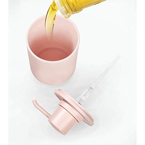 iDesign Set de baño, juego de 4 compuesto por dispensador de jabón, porta cepillo de dientes, algodonero y bandeja de plástico, accesorios de baño para el lavabo, rosa