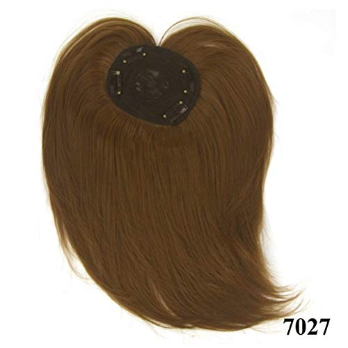 iLUU Toppers Hair Silk Base Top Hairpieces Clip de repuesto en Topper para mujer Corona Pieza superior de cabello 60 g Grueso Color dorado marrón Explosión para cabello fino