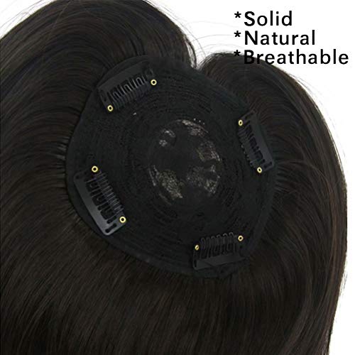 iLUU Toppers Hair Silk Base Top Hairpieces Clip de repuesto en Topper para mujer Corona Pieza superior de cabello 60 g Grueso Color dorado marrón Explosión para cabello fino