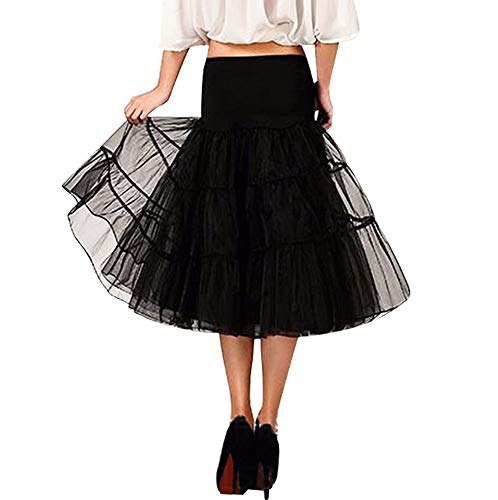iMixCity Mujeres Cancan 50s Retro Rockabilly Enaguas Retro Faldas Traje de Danza Ballet Tutu Pettiskirt Traje de Carnaval (L, Negro)
