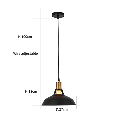 Industrial Colgante de Luz, E27 Retro Lámpara de Techo Iluminación Decorativa, Vintage Metal Pantallas de Iluminación para Loft Restaurante Coffee Bar (negro)