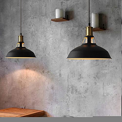 Industrial Colgante de Luz, E27 Retro Lámpara de Techo Iluminación Decorativa, Vintage Metal Pantallas de Iluminación para Loft Restaurante Coffee Bar (negro)