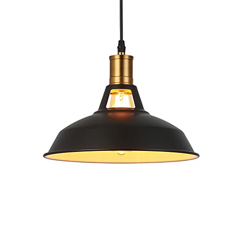 Industrial Colgante de Luz, E27 Retro Lámpara de Techo Iluminación Decorativa, Vintage Metal Pantallas de Iluminación para Loft Restaurante Coffee Bar (negro)