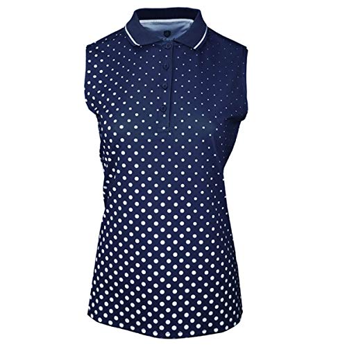Island Green Polo sublimado para Mujer de Golf sin Mangas, Transpirable, Flexible, Absorbe la Humedad, Mujer, Polo, IGLTS1958_NA/WH_12, Marino/Mientras, 40
